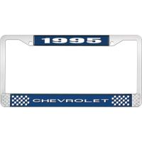 1995 CHEVROLET BLUE AND CHROME LICENSE PLATE FRAME WITH WHIT