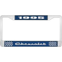 1995 CHEVROLET BLUE AND CHROME LICENSE PLATE FRAME WITH WHIT