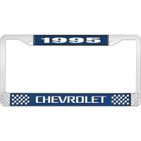 1995 CHEVROLET BLUE AND CHROME LICENSE PLATE FRAME WITH WHIT