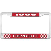 1995 CHEVROLET RED  AND  CHROME LICENSE PLATE FRAME WITH WHI