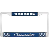 1995 CHEVROLET BLUE AND CHROME LICENSE PLATE FRAME WITH WHIT