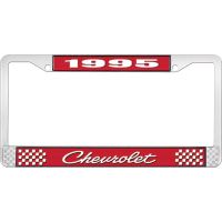 1995 CHEVROLET RED  AND  CHROME LICENSE PLATE FRAME WITH WHI