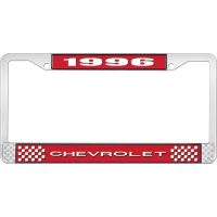 1996 CHEVROLET RED  AND  CHROME LICENSE PLATE FRAME WITH WHI