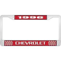 1996 CHEVROLET RED  AND  CHROME LICENSE PLATE FRAME WITH WHI