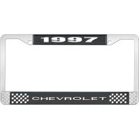 1997 CHEVROLET BLACK AND CHROME LICENSE PLATE FRAME WITH WHI