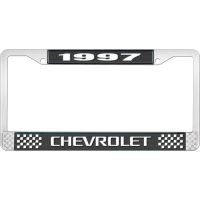 1997 CHEVROLET BLACK AND CHROME LICENSE PLATE FRAME WITH WHI