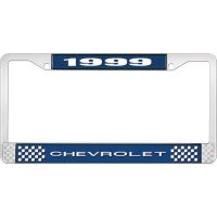 1999 CHEVROLET BLUE AND CHROME LICENSE PLATE FRAME WITH WHIT