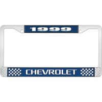 1999 CHEVROLET BLUE AND CHROME LICENSE PLATE FRAME WITH WHIT