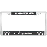 1958 IMPALA BLACK AND CHROME LICENSE PLATE FRAME WITH WHITE