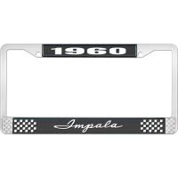 1960 IMPALA BLACK AND CHROME LICENSE PLATE FRAME WITH WHITE