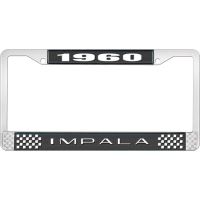 1960 IMPALA BLACK AND CHROME LICENSE PLATE FRAME WITH WHITE