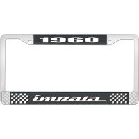 1960 IMPALA BLACK AND CHROME LICENSE PLATE FRAME WITH WHITE