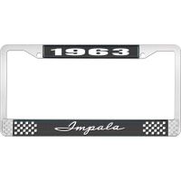 1963 IMPALA BLACK AND CHROME LICENSE PLATE FRAME WITH WHITE