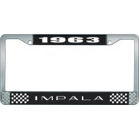 1963 IMPALA BLACK AND CHROME LICENSE PLATE FRAME WITH WHITE