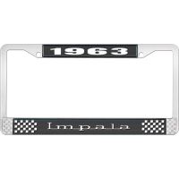 1963 IMPALA BLACK AND CHROME LICENSE PLATE FRAME WITH WHITE