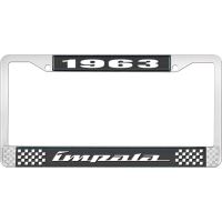 1963 IMPALA BLACK AND CHROME LICENSE PLATE FRAME WITH WHITE