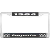 1964 IMPALA BLACK AND CHROME LICENSE PLATE FRAME WITH WHITE