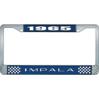 1965 IMPALA  BLUE AND CHROME LICENSE PLATE FRAME WITH WHITE