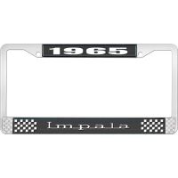 1965 IMPALA BLACK AND CHROME LICENSE PLATE FRAME WITH WHITE