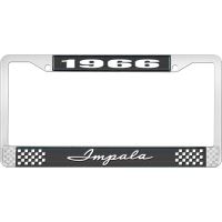 1966 IMPALA BLACK AND CHROME LICENSE PLATE FRAME WITH WHITE