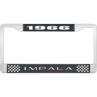 1966 IMPALA BLACK AND CHROME LICENSE PLATE FRAME WITH WHITE