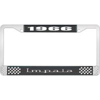 1966 IMPALA BLACK AND CHROME LICENSE PLATE FRAME WITH WHITE