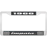 1966 IMPALA BLACK AND CHROME LICENSE PLATE FRAME WITH WHITE