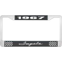 1967 IMPALA BLACK AND CHROME LICENSE PLATE FRAME WITH WHITE