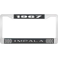 1967 IMPALA BLACK AND CHROME LICENSE PLATE FRAME WITH WHITE