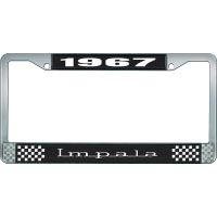 1967 IMPALA BLACK AND CHROME LICENSE PLATE FRAME WITH WHITE