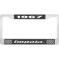 1967 IMPALA BLACK AND CHROME LICENSE PLATE FRAME WITH WHITE