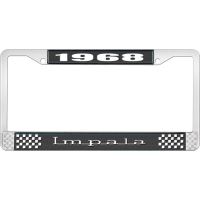 1968 IMPALA BLACK AND CHROME LICENSE PLATE FRAME WITH WHITE