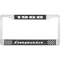 1968 IMPALA BLACK AND CHROME LICENSE PLATE FRAME WITH WHITE