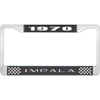 1970 IMPALA BLACK AND CHROME LICENSE PLATE FRAME WITH WHITE