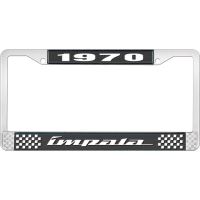 1970 IMPALA BLACK AND CHROME LICENSE PLATE FRAME WITH WHITE