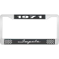 1971 IMPALA BLACK AND CHROME LICENSE PLATE FRAME WITH WHITE