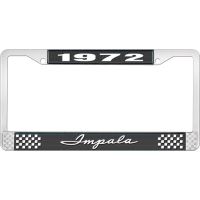 1972 IMPALA BLACK AND CHROME LICENSE PLATE FRAME WITH WHITE