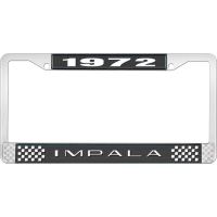 1972 IMPALA BLACK AND CHROME LICENSE PLATE FRAME WITH WHITE