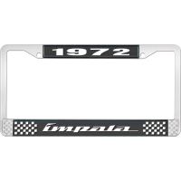 1972 IMPALA BLACK AND CHROME LICENSE PLATE FRAME WITH WHITE