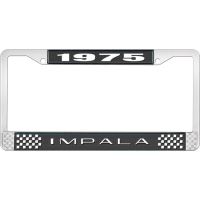 1975 IMPALA BLACK AND CHROME LICENSE PLATE FRAME WITH WHITE