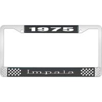 1975 IMPALA BLACK AND CHROME LICENSE PLATE FRAME WITH WHITE