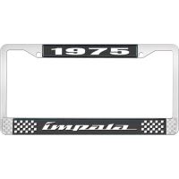 1975 IMPALA BLACK AND CHROME LICENSE PLATE FRAME WITH WHITE