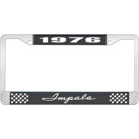 1976 IMPALA BLACK AND CHROME LICENSE PLATE FRAME WITH WHITE