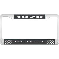 1976 IMPALA BLACK AND CHROME LICENSE PLATE FRAME WITH WHITE