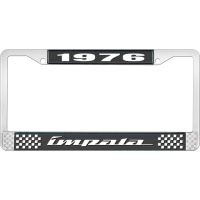 1976 IMPALA BLACK AND CHROME LICENSE PLATE FRAME WITH WHITE