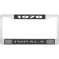 1978 IMPALA BLACK AND CHROME LICENSE PLATE FRAME WITH WHITE