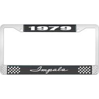 1979 IMPALA BLACK AND CHROME LICENSE PLATE FRAME WITH WHITE