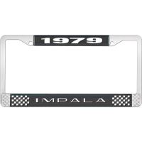 1979 IMPALA BLACK AND CHROME LICENSE PLATE FRAME WITH WHITE