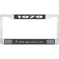 1979 IMPALA BLACK AND CHROME LICENSE PLATE FRAME WITH WHITE