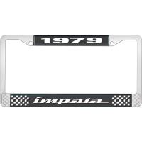 1979 IMPALA BLACK AND CHROME LICENSE PLATE FRAME WITH WHITE